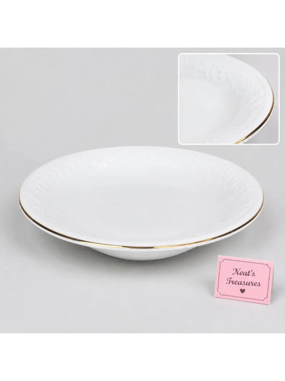 Farberware CALAIS 4173 Embossed Scroll Rope Leaf Gold Trim Rim 9.5